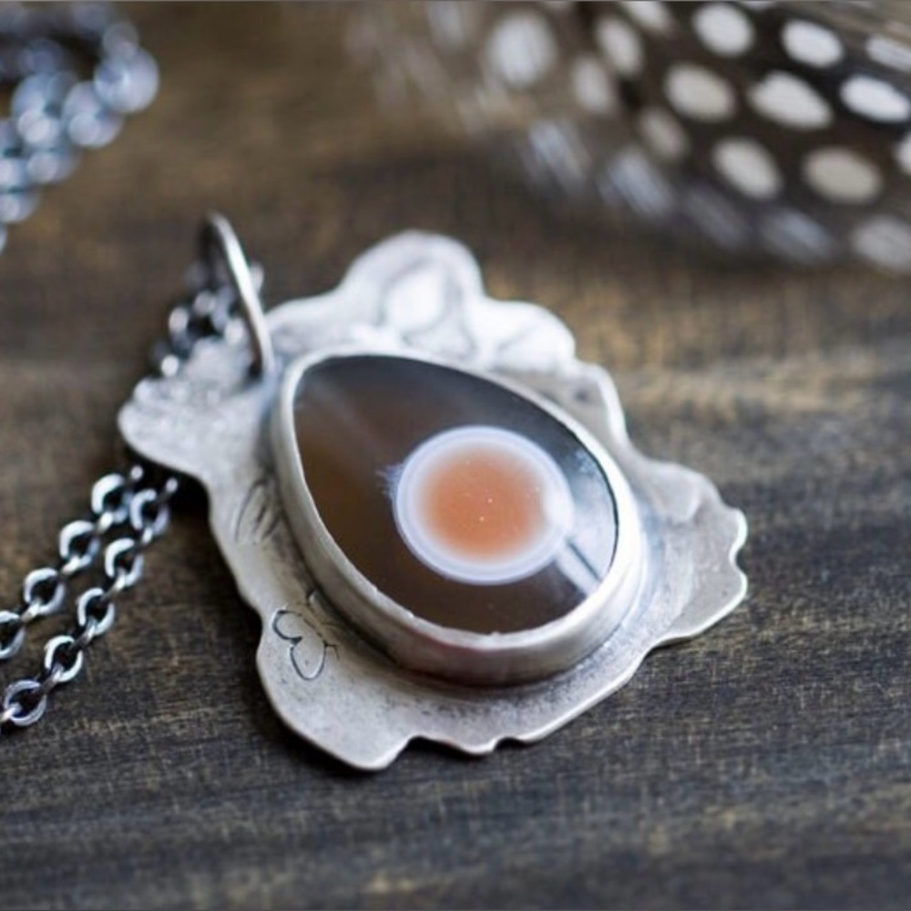Sterling silver and Botswana agate necklace